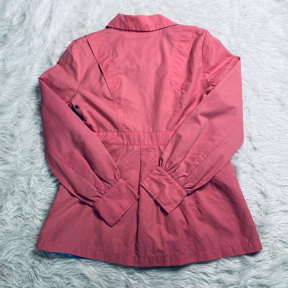 Tulle Anthropologie Women Salmon Pink Mid Length Utility Rain Jacket A7275 Large - Picture 2 of 12
